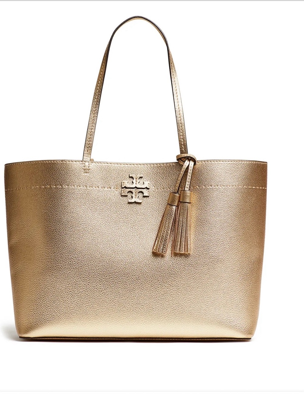 Tory Burch McGraw Metallic Gold Leather Tote